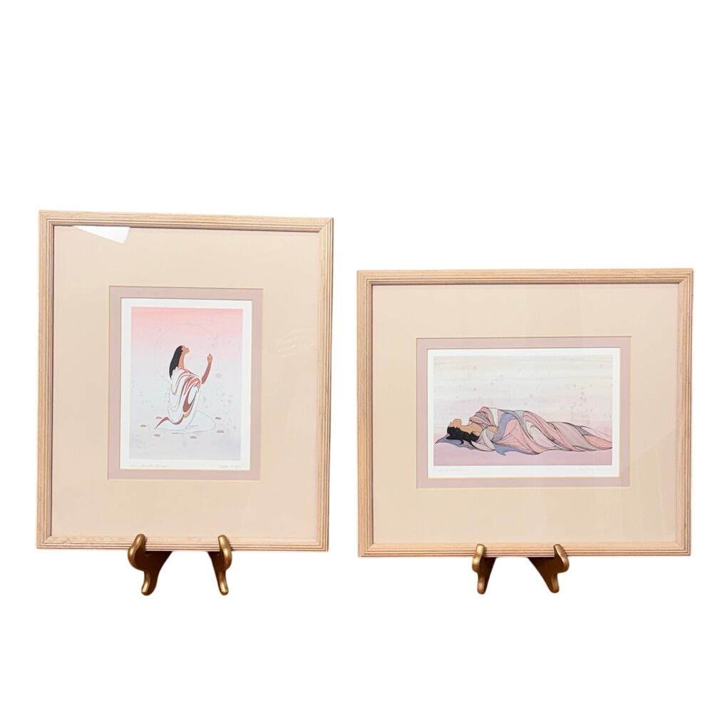 2x Framed Indigenous Prints by Ioyan Mani - 13 x 15